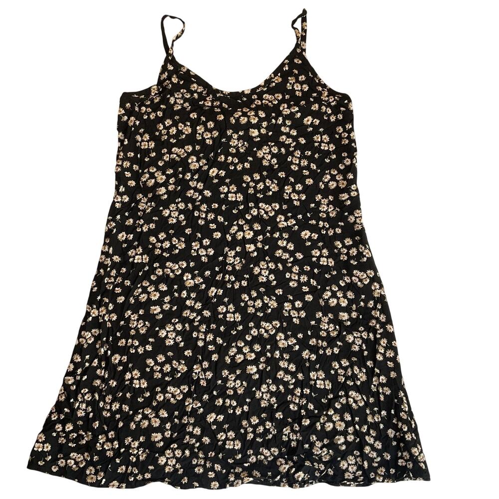 VINTAGE Dare To Dress Women Dress 7 Black Floral A-Line Sundress Sleeveless